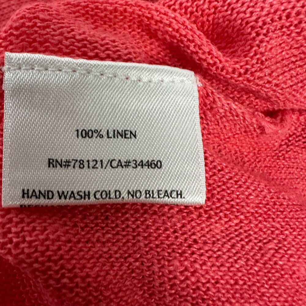 Eileen Fisher Petite Womens Coral Pink 100% Linen Lightweight Long Sleeve Top PL - Picture 5 of 6